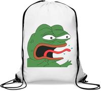 REEEE Pepe The Frog Funny Meme Gym Sack Casual Drawstring Bag Bianco