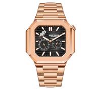 Reef Tiger RGA20S9 - Orologio da polso da uomo, in oro rosa, quadrante quadrato, display 24 ore, automatico, meccanico, luminoso, impermeabile, RGA20S9-PBPS, Meccanico, a carica automatica, orologio