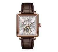 REEF TIGER RT RGA5026 - Orologio automatico da uomo, con cassa quadrata, orologio meccanico in vera pelle super luminosa, RGA5026-PWS, Meccanico, a carica automatica, orologio automatico