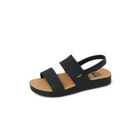 REEF Water Vista Womens Platform Sandal, Water Friendly, Adjustable Strap, Black/Tan, 5
