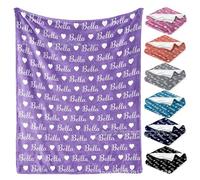REEG Coperta personalizzata per bambini, coperta con nome in peluche, coperta personalizzata per neonati, coperta per divano, inaugurazione della casa (75 x 100 cm)