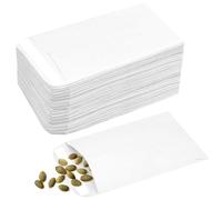 REEKNOKOL 100 buste bianche piccole, autoadesive di carta kraft buste per denaro salari, semi, monete, perline o francobolli (10x6 cm/3,9x2,4 pollici)