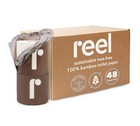 Reel Carta igienica in bambù di alta qualità, confezione da 2, 48 rotoli di carta igienica, a 3 strati, realizzata in fibre di bambù al 100% senza alberi, confezione in plastica ecologica zero