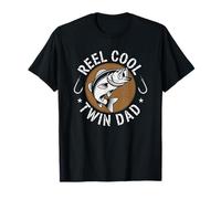 Reel Cool Twin Dad Fisherman Fishing Maglietta