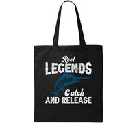 Reel Legends Catch and Release Swordfish - Borsa tote in cotone ecologico naturale, colore: Nero, Nero , Taglia unica