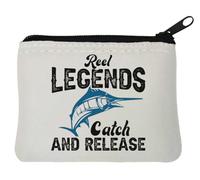 Reel Legends Catch and Release Swordfish - Portamonete in neoprene, 10 x 11 cm, colore: Bianco