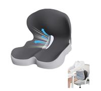 reenly back and seat cushion,seat cushion for truck driver,memory foam l-shaped integrated seat cushions,car seat cushions for long driving,Ergonomic SeatCushion with Lumbar Support (Dark Gray)
