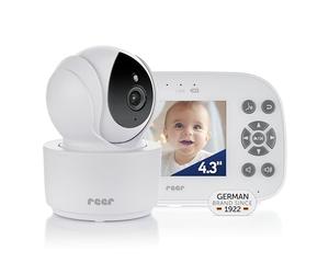Reer BabyCam XL Move - Videocamera digitale per bambini, tecnologia FHSS intermittente, schermo TFT da 4,3", portata 300 m, fotocamera orientabile e inclinabile, visione notturna, funzione interfono