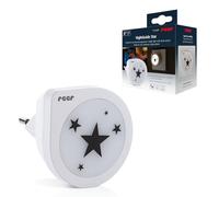 reer NightGuide Star, luce notturna a LED con sensore crepuscolare, luce bianca calda, risparmio energetico, per prese, design moderno Cozy con motivo a stella
