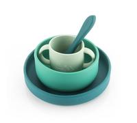 reer Set di stoviglie in silicone per bambini, 4 pezzi, piatto, ciotola, tazza e