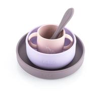 reer Set di stoviglie in silicone per bambini, 4 pezzi, piatto, ciotola, tazza e