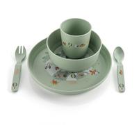 reer Set di stoviglie per bambini | motivo: Little Explorer | stoviglie in plastica per bambini in materiale 100% certificato ISCC | 5 pezzi | senza BPA | lavabile in lavastoviglie
