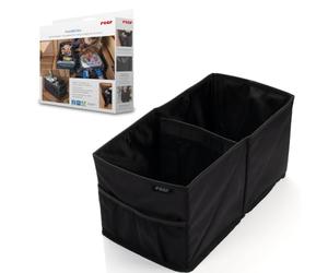 reer TravelKid Box - Scatola portaoggetti per auto con coperchio e cinghia | Scatola portaoggetti per auto con coperchio, sistema di cintura, cuscinetti antiscivolo e design pieghevole per il sedile