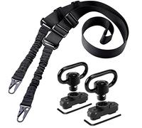 REERON - Imbracatura tradizionale a due punti con supporti, regolabile, extra lunga, a due punti, con 2 supporti QD da 1,25 mm, per blocco M, colore: nero + 2 supporti girevoli)