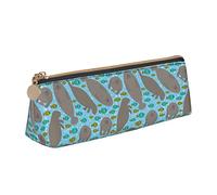 ReesEt Modello oceano animale tricheco, Astuccio per matite Astuccio per penne triangolare Astuccio per matite in pelle portatile con custodia per cosmetici con cerniera