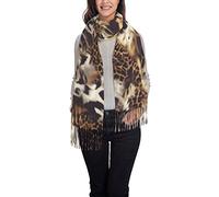 ReesEt Sciarpa da donna con frange in pelliccia maculata Scialli grandi in morbido cashmere avvolgenti con stola leggera 197x72 cm
