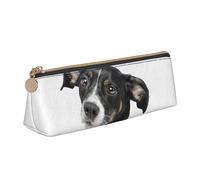 ReesEt Simpatico astuccio per matite per cani bastardi Astuccio per penne triangolare Astuccio per matite portatile in pelle con custodia per cosmetici con cerniera