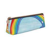 ReesEt Stampa cuore amore stella arcobaleno, Astuccio per matite Astuccio per penne triangolare Astuccio per matite in pelle portatile con custodia per cosmetici con cerniera