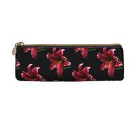 ReesEt Stargazer Lily Astuccio per matite nero Astuccio per penne triangolare Astuccio per matite portatile in pelle con custodia per cosmetici con cerniera