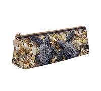 ReesEt Taglia la tartaruga marina del bambino stampata, Astuccio per matite Astuccio per penne triangolare Astuccio per matite in pelle portatile con custodia per cosmetici con cerniera