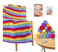 Reessy Kit all'uncinetto, kit di coperta arcobaleno all'uncinetto con tutorial video passo-passo, abbastanza filati e accessori all'uncinetto, kit completo all'uncinetto per principianti adulti impara