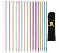 Reessy, Set di Ferri da Maglia Colorati - Lunghezza 35 cm, 28 Pezzi / 14 Coppie, Ferri da Maglia Singoli in Alluminio da 2 mm a 10 mm, Ferri da Maglia Lunghi, Dritti in Metallo con Morbida Valigetta