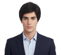 REEWES Parrucca corta da uomo parrucca da uomo riccia con frangia naturale parrucca completa sintetica per uomini quotidiani feste costume cosplay usura (nero)