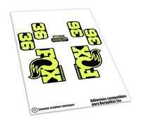 REF:VP646 Adesivi compatibili con forcella FOX - 36 PERFORMANCE/PERFORMANCE SL 2026 MTB, stickers, adesivi, vinili per biciclette da montagna. (GIALLO FLUO)