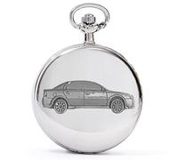 RefA13 Vectra Saloon 3D effetto peltro auto design su una cassa argento lucido regalo da uomo orologio da tasca al quarzo orologio orologio da tasca