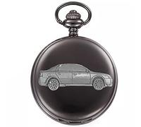 RefA13 Vectra Saloon 3D effetto peltro auto design su una cassa nera lucida orologio da tasca al quarzo regalo da uomo