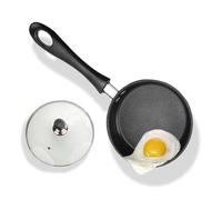 Refein Mini padella da 12 cm per un uovo, piccola pentola antiaderente per pancake con coperchio in vetro, portatile, da campeggio, con manico resistente al calore, per fornelli a gas e piano cottura