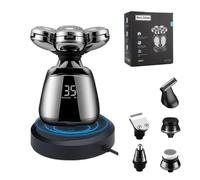 Refein Rasoi per la testa da uomo, rasoio elettrico 6 in 1 aggiornato per uomini calvi, rasoi impermeabili IPX6, rasoi a umido e a secco, rasoio rotante 7D tipo C, kit per la toelettatura ricaricabile