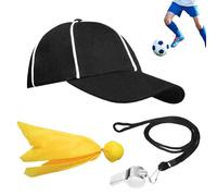 Referee Costume Accessories - Make The Call Look Part | Comfort Breathable Set With Hat Flag | Officials & Cosplayers, Referee Hat Whistle For Men Women Youth Teens Baseball Basketball Football Volley