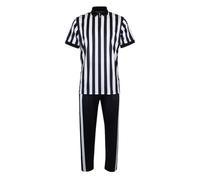 Referee Uniform Shirt, Striped Sports Costume, VNeck Short Sleeve, Official Game Apparel Soccer Basketball Hockey Volleyball Baseball Softball Gym Class Pants Set Athletic Officiating Clothing Use