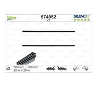 VALEO Silencio Tergicristalli V2 Kit di Spazzole tergicristallo originali Flat Blade ad Alte Prestazioni, Maggior Visibilità su Strada 500mm/500mm Anteriore Confezione da 2 574052