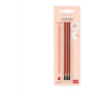 Legami - Refill per Penna Gel Cancellabile, Set 3 Pezzi, Altezza 13 cm, Inchiostro Termosensibile Rosso, Punta 0,7 mm