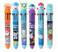 Refill per Flyer multicolore retraibile, 10 in 1, fantasia, stile spaziale, penne a sfera per ufficio, scuola e studenti, regalo per bambini