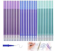 Refill per Penna Gel Cancellabile, 30 Ricariche per penna gel cancellabile compatibile anche con Legami punta 0,5. bullet stick per scritturaa scuola, su tessuto e pelle (blu, viola, verde)