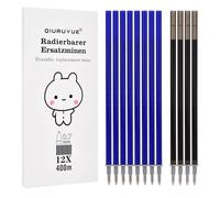 Refill per Penna Gel Cancellabile,compatibili con Legami,12 Pezzi, (8 Blu+ 4 nero) Altezza 13 cm, Inchiostro Termosensibile, Punta 0,7 mm, Particolarmente adatto per la scuola e la vita quotidiana