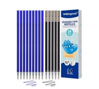 Refill per Penna Gel Cancellabile,compatibili con Legami [9 blu e 5 nero, confezione da 14 pezzi] Altezza 13 cm, Inchiostro Termosensibile, Punta 0,7 mm, Particolarmente adatto per la scuola