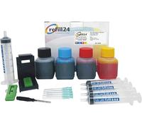refill24 Kit di ricarica compatibile Canon PG-575 CL-576, PG-575 CL-576 XL per cartucce di inchiostro nero e colore, include clip e accessori + istruzioni + 200 ML Inchiostro compatibile con Pixma TS