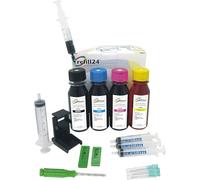 refill24 Kit di ricarica compatibile Canon PG-575 CL-576, PG-575 CL-576 XL per cartucce di inchiostro nero e colore, include clip e accessori + istruzioni + 400 ML Inchiostro compatibile con Pixma TS