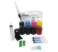 refill24 Kit di ricarica compatibile per cartucce d’inchiostro HP 302/302 Xl, nero e a colori, con clip e accessori + 240 ml inchiostro
