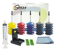 refill24 Kit di ricarica compatibile per cartucce di inchiostro HP universale nero e a colori, con clip e accessori