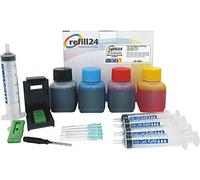 refill24 Kit di ricarica compatibile per cartucce d'inchiostro Canon 510,511,512, 513 nero e a colori, include clip e accessori + 200 ml inchiostro