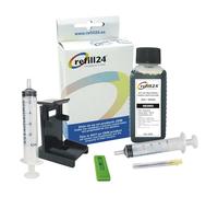 refill24 Kit di ricarica di inchiostro compatibile per cartucce d'inchiostro HP 300/300XL nero con manuale, 100 ml inchiostro, accessori per DeskJet D, DeskJet F, Envy, OfficeJet, PhotoSmart