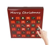 Refillable - 36 Days Empty Christmas Countdown Gift Box, | DIY Gift Filler Container, Empty Stamped Organizer | Holiday Mantel Tabletop Display, Office Entryway Party Celebration