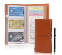 Refillable Journal Travelers Notebook, A6 PU Leather Notebook Journal Vintage Travelers Writing Notebook and Card Holders for Men Women, Travel Diary with Pen and Binder Clip, Employee Appreciation