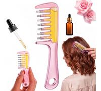 Refillable Scalp Oil Applicator Comb, Leak-Proof Hair Oil Dispenser Brush (Rosa)