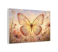 Refined Minimal Butterfly Backlit Translucent Wings Canvas Wall Art Print - Ethereal Bedroom, Feature 18×12 inch (45×30 cm) - Horizontal / 1.25 inch (3 cm)